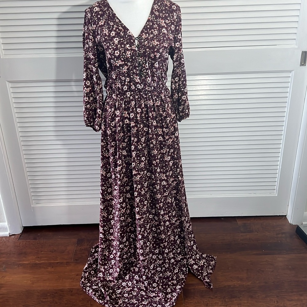 Society Girl burgundy Floral dress, size small